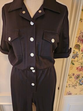 Black & White Button-Front Jumpsuit